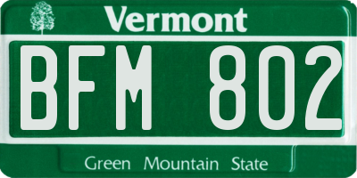 VT license plate BFM802