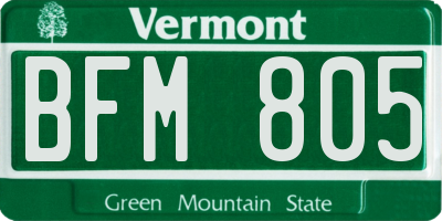 VT license plate BFM805