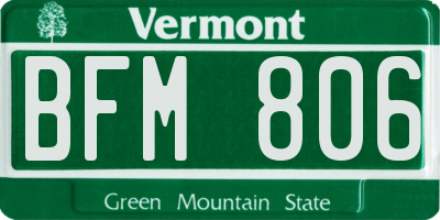 VT license plate BFM806