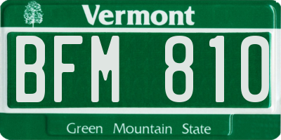 VT license plate BFM810