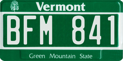 VT license plate BFM841