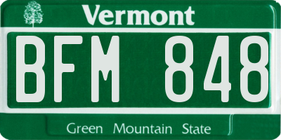 VT license plate BFM848