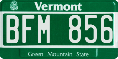 VT license plate BFM856