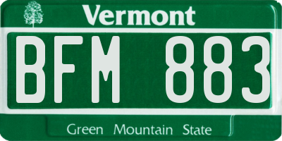 VT license plate BFM883