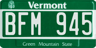 VT license plate BFM945