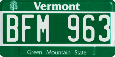 VT license plate BFM963