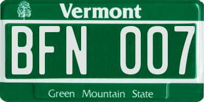VT license plate BFN007