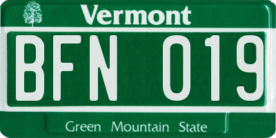 VT license plate BFN019