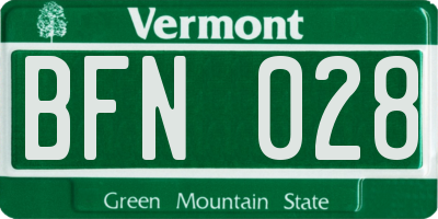 VT license plate BFN028