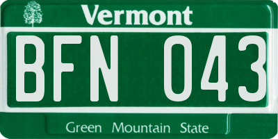 VT license plate BFN043