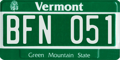 VT license plate BFN051