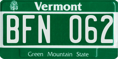 VT license plate BFN062