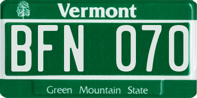 VT license plate BFN070