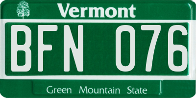 VT license plate BFN076