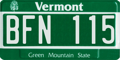 VT license plate BFN115