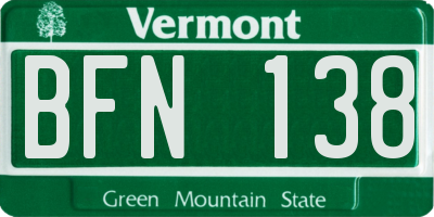 VT license plate BFN138