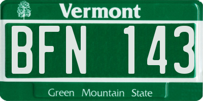 VT license plate BFN143