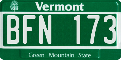VT license plate BFN173
