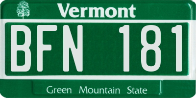 VT license plate BFN181