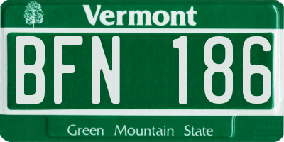 VT license plate BFN186