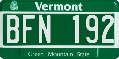 VT license plate BFN192