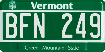 VT license plate BFN249
