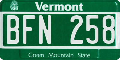 VT license plate BFN258
