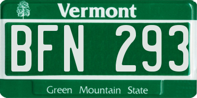 VT license plate BFN293
