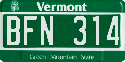 VT license plate BFN314