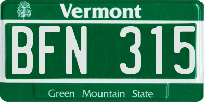 VT license plate BFN315