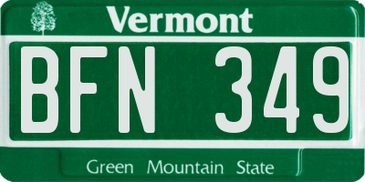 VT license plate BFN349