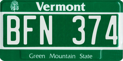 VT license plate BFN374
