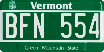 VT license plate BFN554