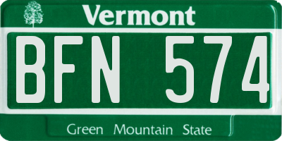 VT license plate BFN574
