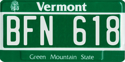 VT license plate BFN618