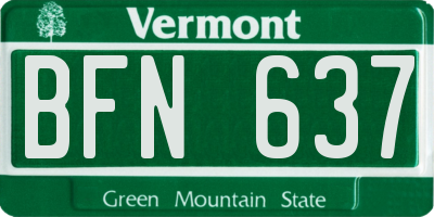 VT license plate BFN637