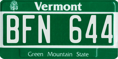 VT license plate BFN644