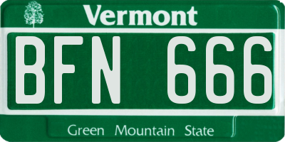 VT license plate BFN666