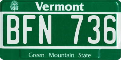 VT license plate BFN736