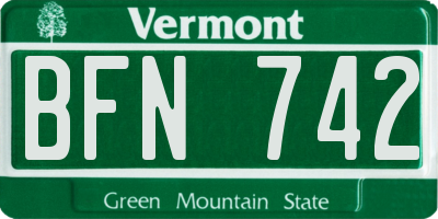 VT license plate BFN742