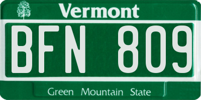 VT license plate BFN809