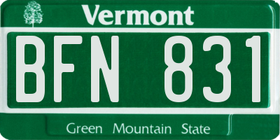 VT license plate BFN831