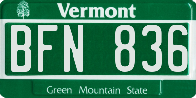 VT license plate BFN836