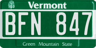 VT license plate BFN847