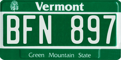 VT license plate BFN897