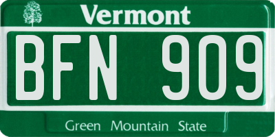 VT license plate BFN909