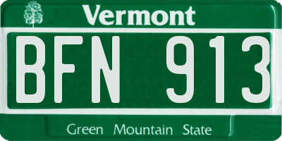 VT license plate BFN913