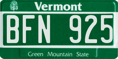 VT license plate BFN925
