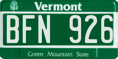 VT license plate BFN926