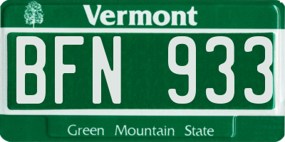 VT license plate BFN933